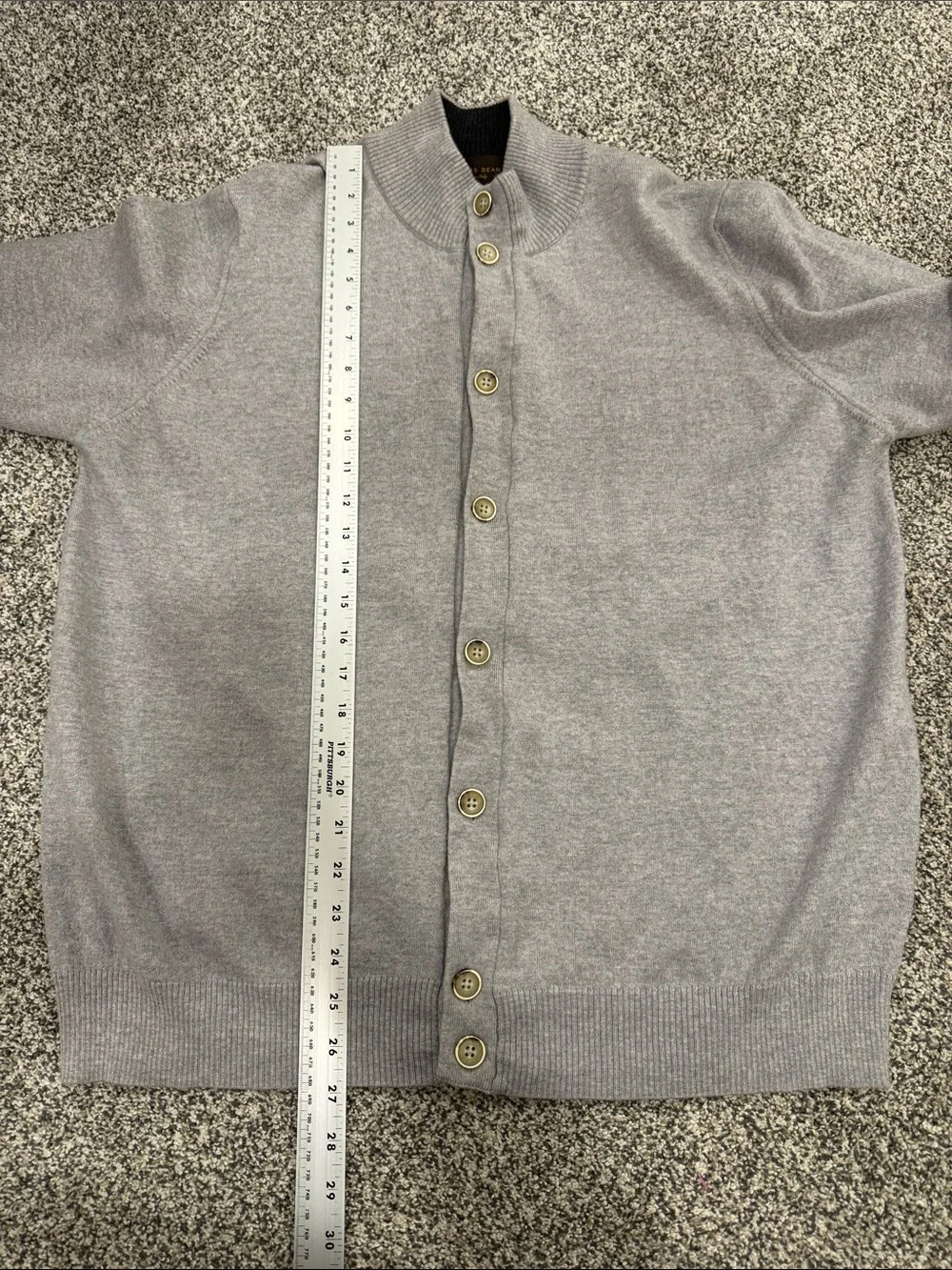 Thomas Dean Merino Wool Men’s XXL Light Gray Button-Up Cardigan Grandpacore